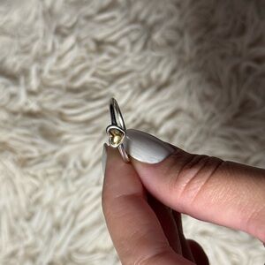 Silver Heart Ring with Gold Accent
